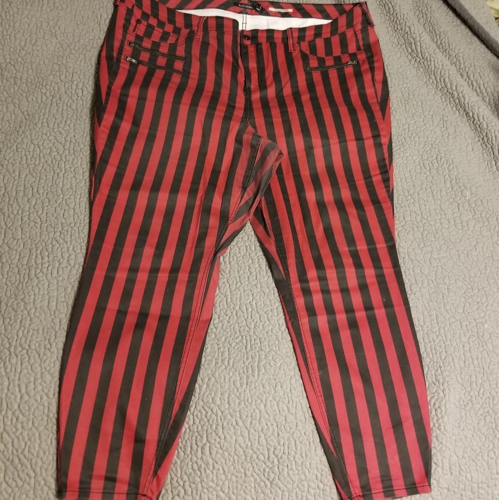 Blackheart Red Black Striped Skinny Jeans Plus
